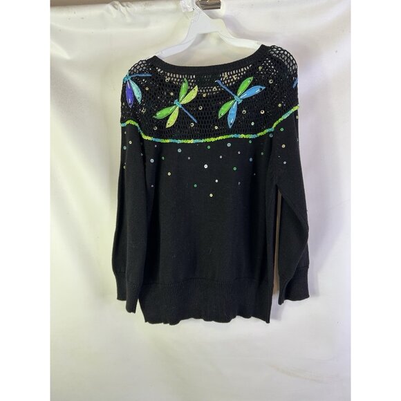 Vintage 90s Design Options Whimsy Cardigan Sweater Dragonfly Embellished - Picture 6 of 7
